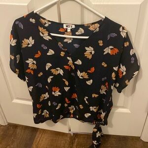 West K navy blue short sleeved blouse size medium